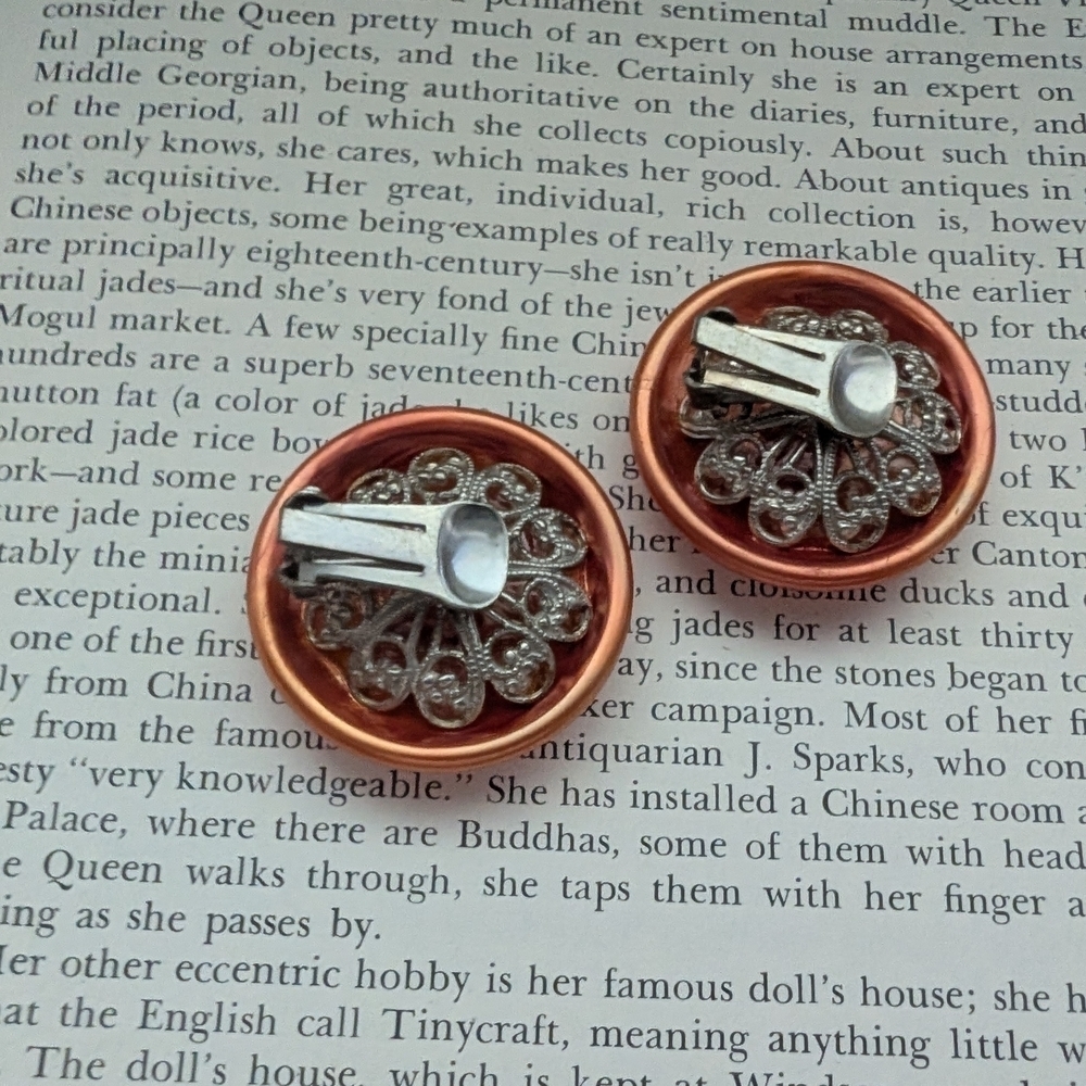 Copper Button Earrings - Picture 5 of 6